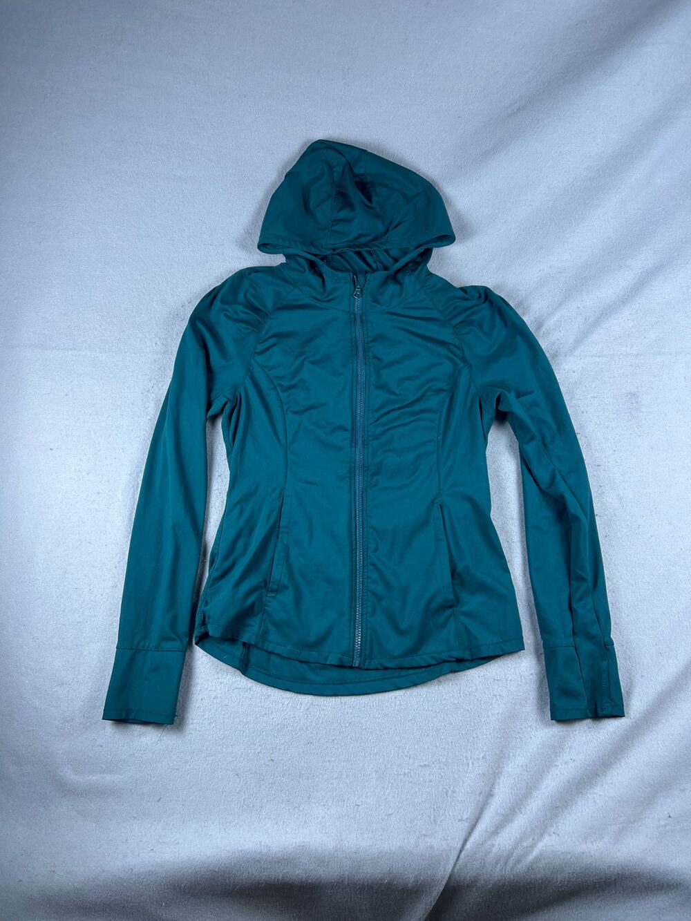 Yogalicious Jacket Womens XL Teal Blue Thumbhole Hooded Athletic Sports Outdoor
